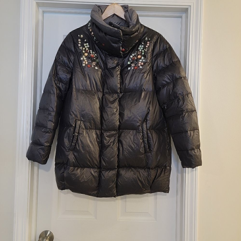 Patrizia Pepe Designer Fitted Down Jacket black size XL